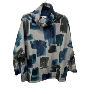 M Square Neetu Malik Boxy Art to Wear Paintbrush Turtleneck Sweatshirt Sz 2 Boho